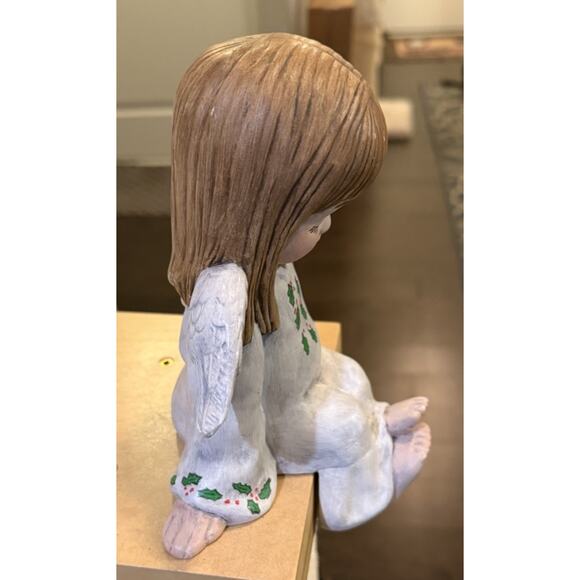 Vintage 1984 Hand Painted Angel Shelf Sitter Figurine Signed Becky 8in Ceramic” - Picture 4 of 7